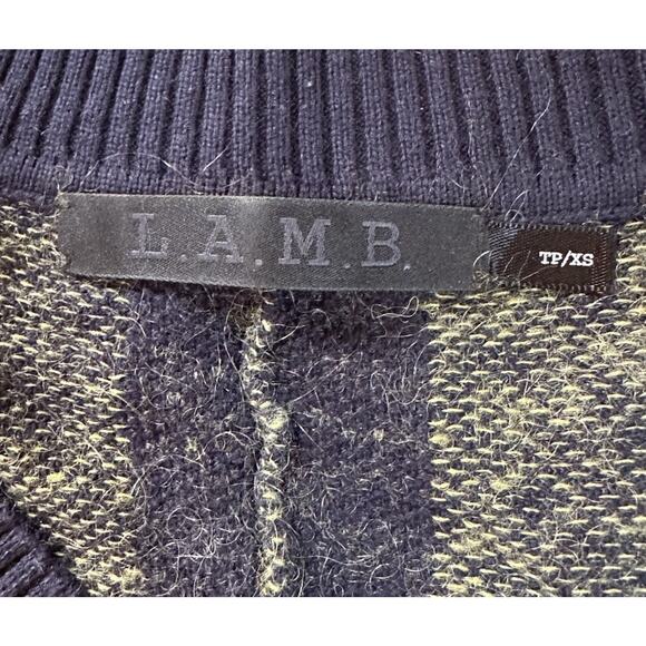 L.A.M.B. Fringed Detail Sweater Size XS Women’s Navy Cashmere Mohair - Picture 3 of 8